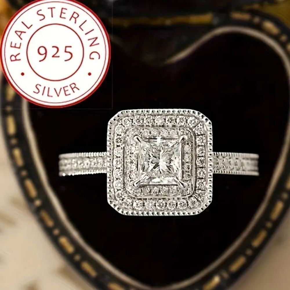Sterling silver diamond wedding ring sz 6